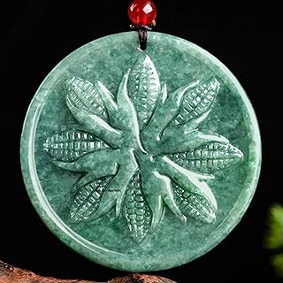 Colgante Redondo Tallado en jadeíta de Grado A Natural, de maíz y jadeíta Verde para Hombres y Mujeres