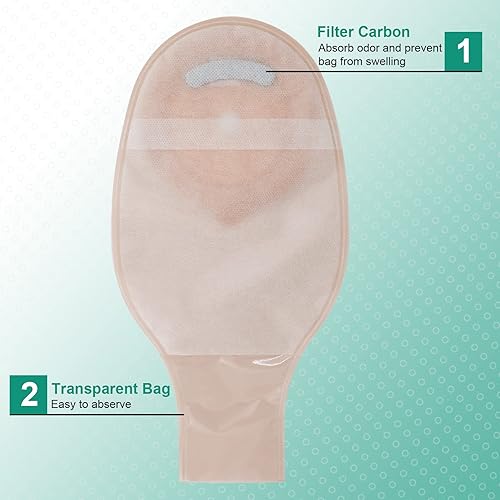 Miniatura 5 de Bolsa de ostomía de 25 piezas con cierre de abrazadera, suministros de colostomía, bolsas drenables de una pieza para el cuidado del estoma de