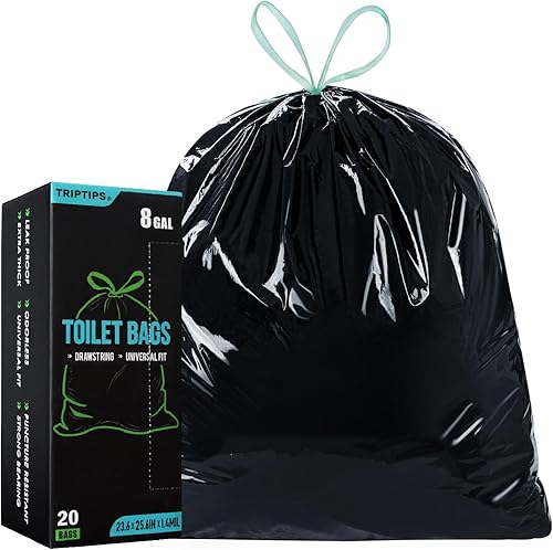 TRIPTIPS Bolsas de Inodoro Portátiles con Cordón, Bolsas de Inodoro para Camping, Bolsas de Desechos de Inodoro a Prueba de Fugas, Forros de