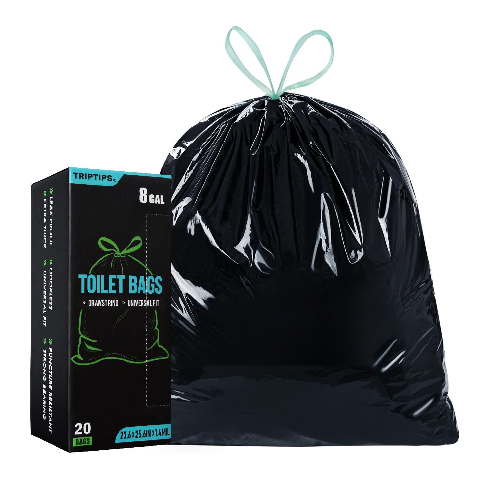 Portable Toiletry Bags 20 Pcs Drawstring 8 Gallon Camping Toiletry Bags Toilet Waste Bags Leak-proof Toilet Liners, Trash Bags for Camping, Hiking, Travel