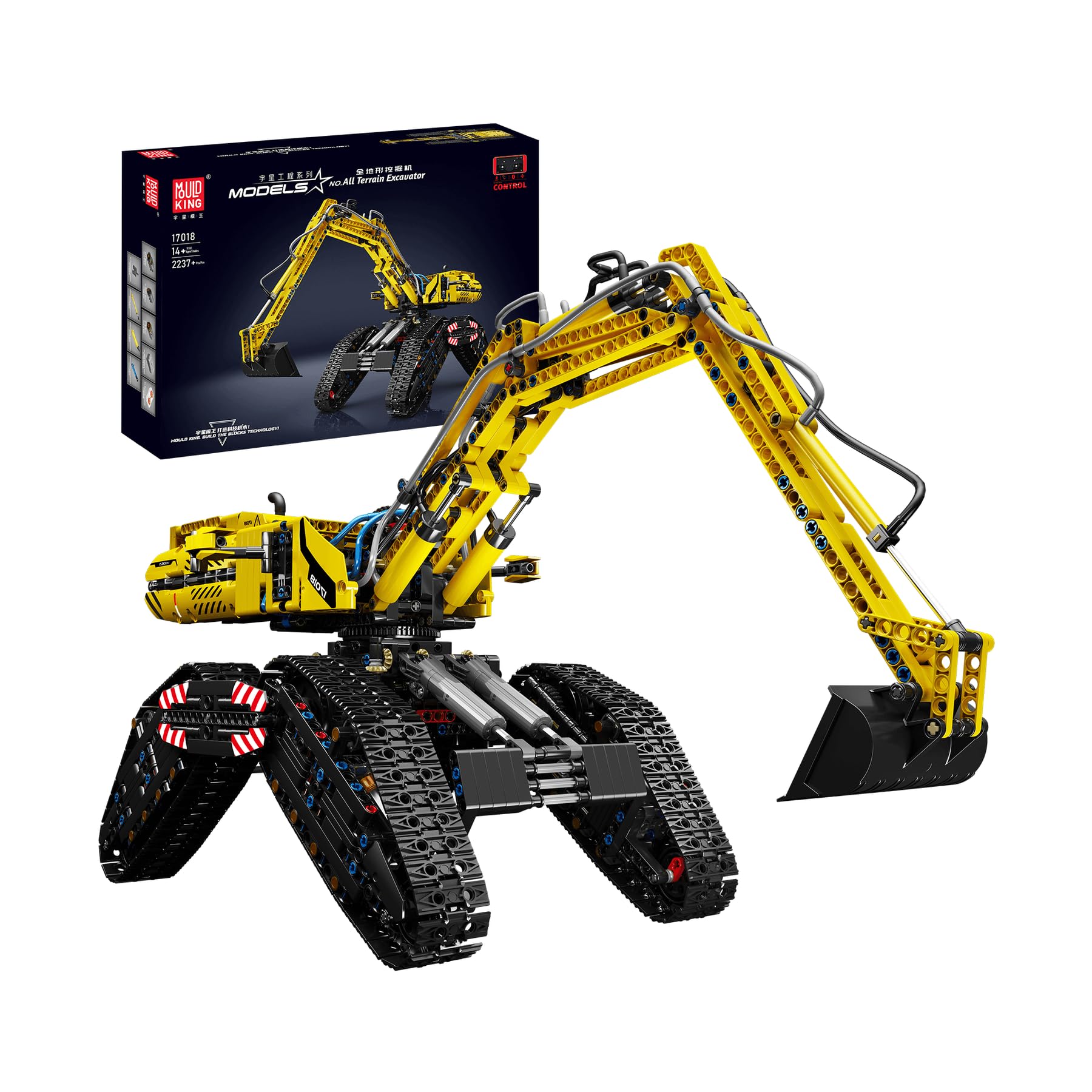 Mould King All Terrain Tracked Excavator Digger 2237/pcs Remote Control RC 17018