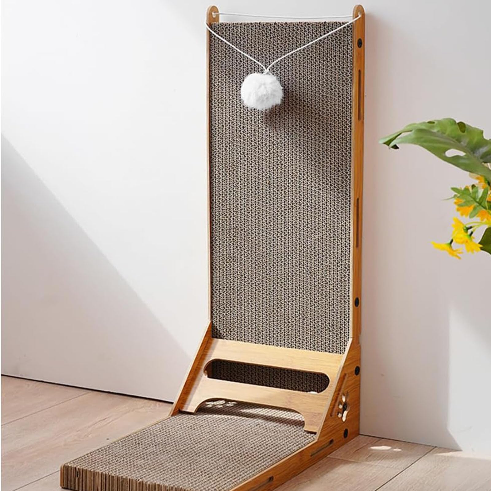 سرير هزاز للقطط الكبيرة والصغيرة مقاس 59 × 30 × 24 سم، لوح خدش للقطط من الورق المموج، لوح خدش الكل في واحد، براية مخلبية، منتج لحماية الآثاث من تبسيتسنز