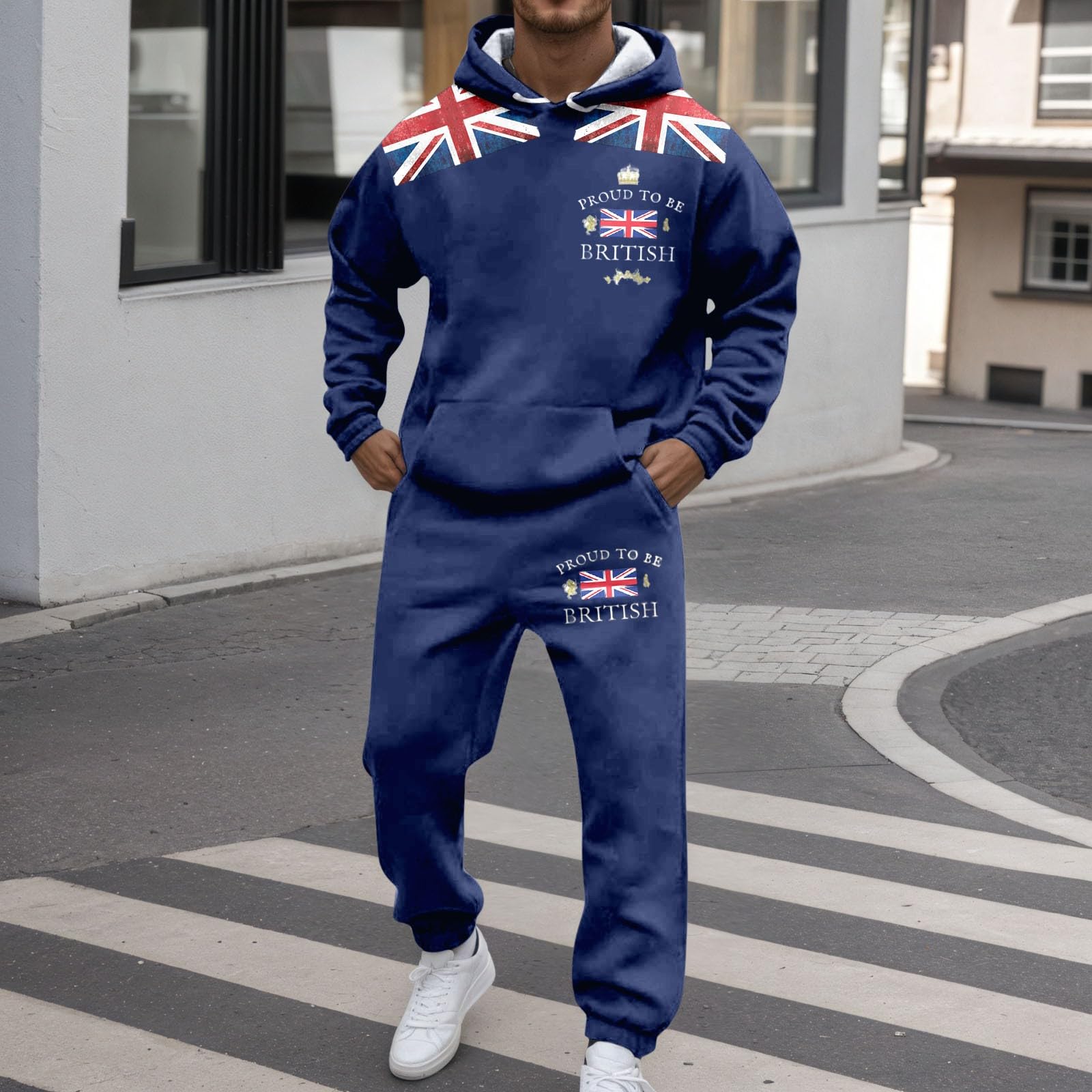 Générique Męski zestaw 2-częściowy bawełniany strój na co dzień koszulka spodenki letnie wygodne lekkie miękkie oddychające na co dzień sport moda fitness jogging wypoczynek wakacje A113, granatowy
