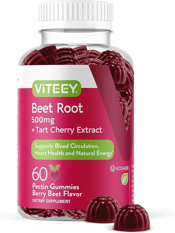 Beet Root Gummies 500mg Plus Tart Cherry Nitric Oxide