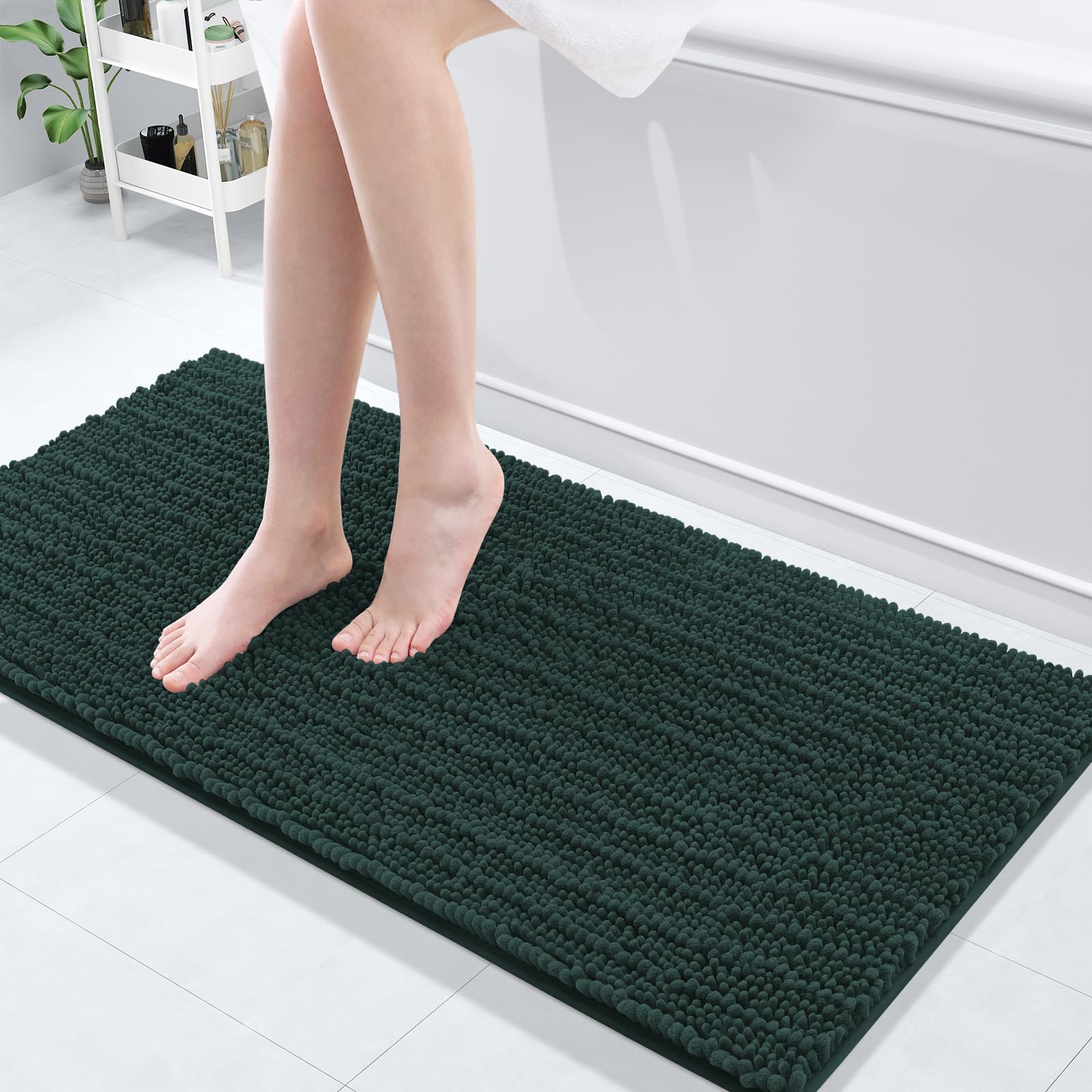 Arotive Luxury Bathroom Rugs 47x17, Extra Soft Thick Absorbent Shaggy Chenille Bath Rugs, Non-Slip Machine Wash Dry, Bath Mats for Bathroom Floor, Tub