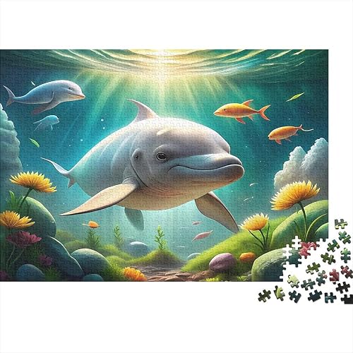 Delfín Escena Submarina de Coral Puzzle de 1000 Piezas Papel Puzzle para Adultos Relajación Enfoque…