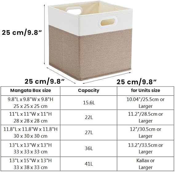 Mangata Cube Storage Box 25x25x25cm, Light Khaki Cream White, 1Pc