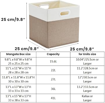Mangata Cube Storage Box 25x25x25cm, Light Khaki Cream White, 1Pc