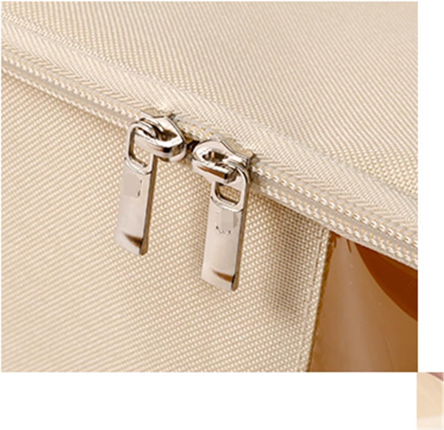 Storage Bins Storage Box with Zipper Handle Quilt Cover Clothes Storage Bag Foldable Storage Container(Beige,50X40X32cm)