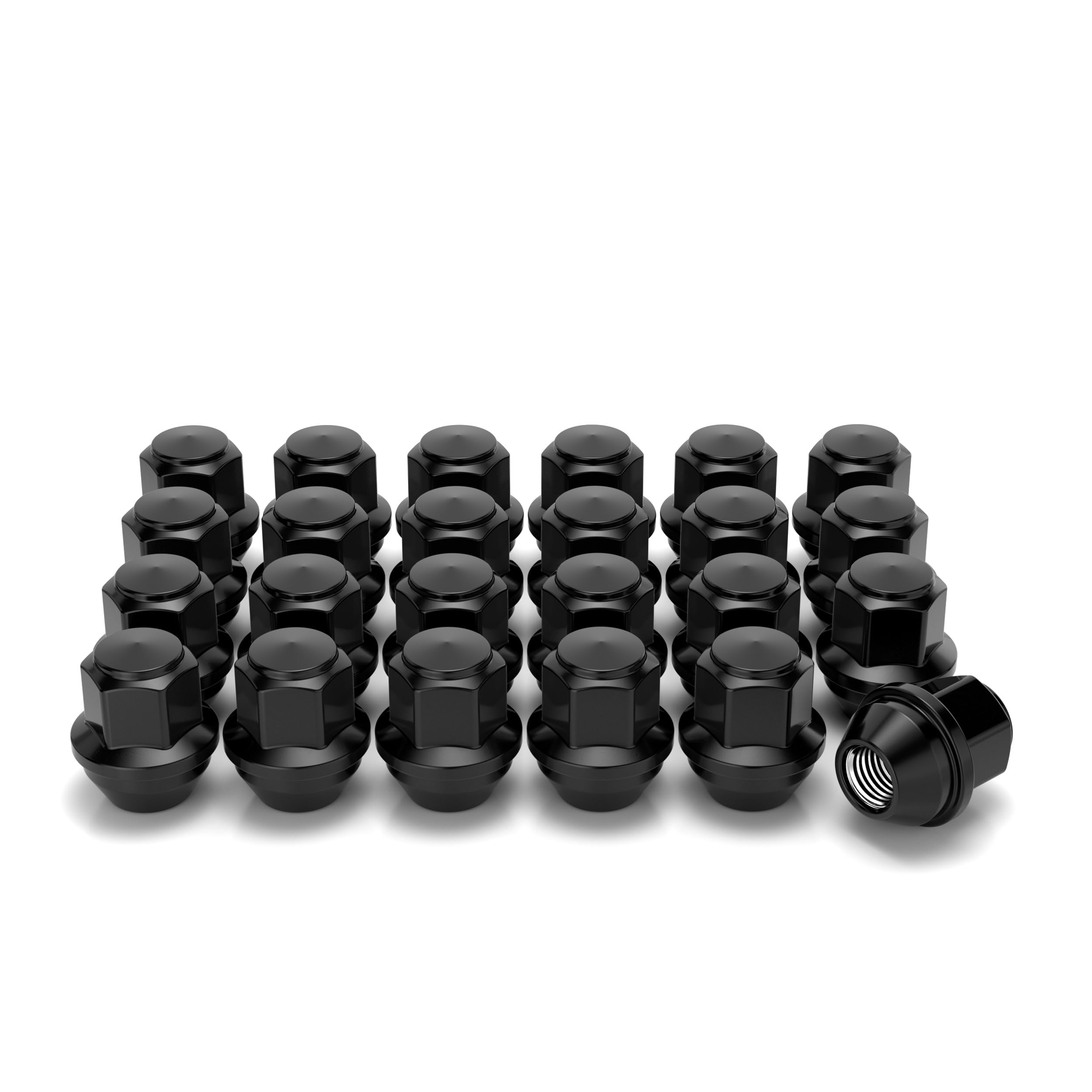 White Knight Dadi M12 x 1,5 per Ford Bronco, Escape, EcoSport, Fiesta, Focus, Fusion, Ranger e Lincoln Corsair, MKs. Factory Style Black Chrome Bulge Acorn - WN30307BK-24AM (24 pezzi)