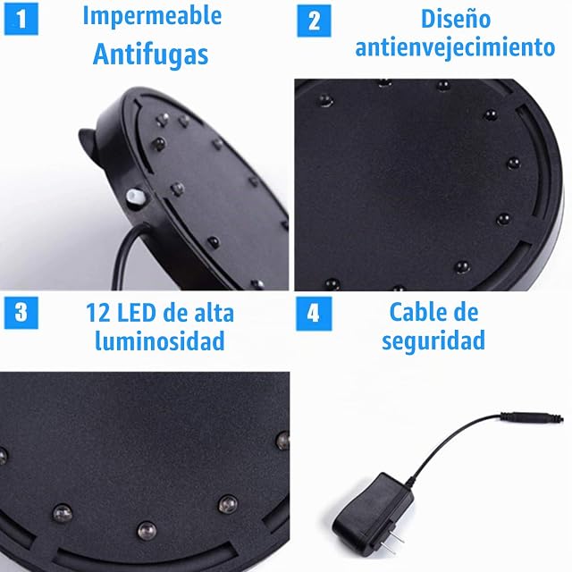 Foto 7 de 8 de bangminda 12LED Luz de Burbuja del Acuario Multicolor Lámpara de Burbuja de Bomba de Aire para Tanque…