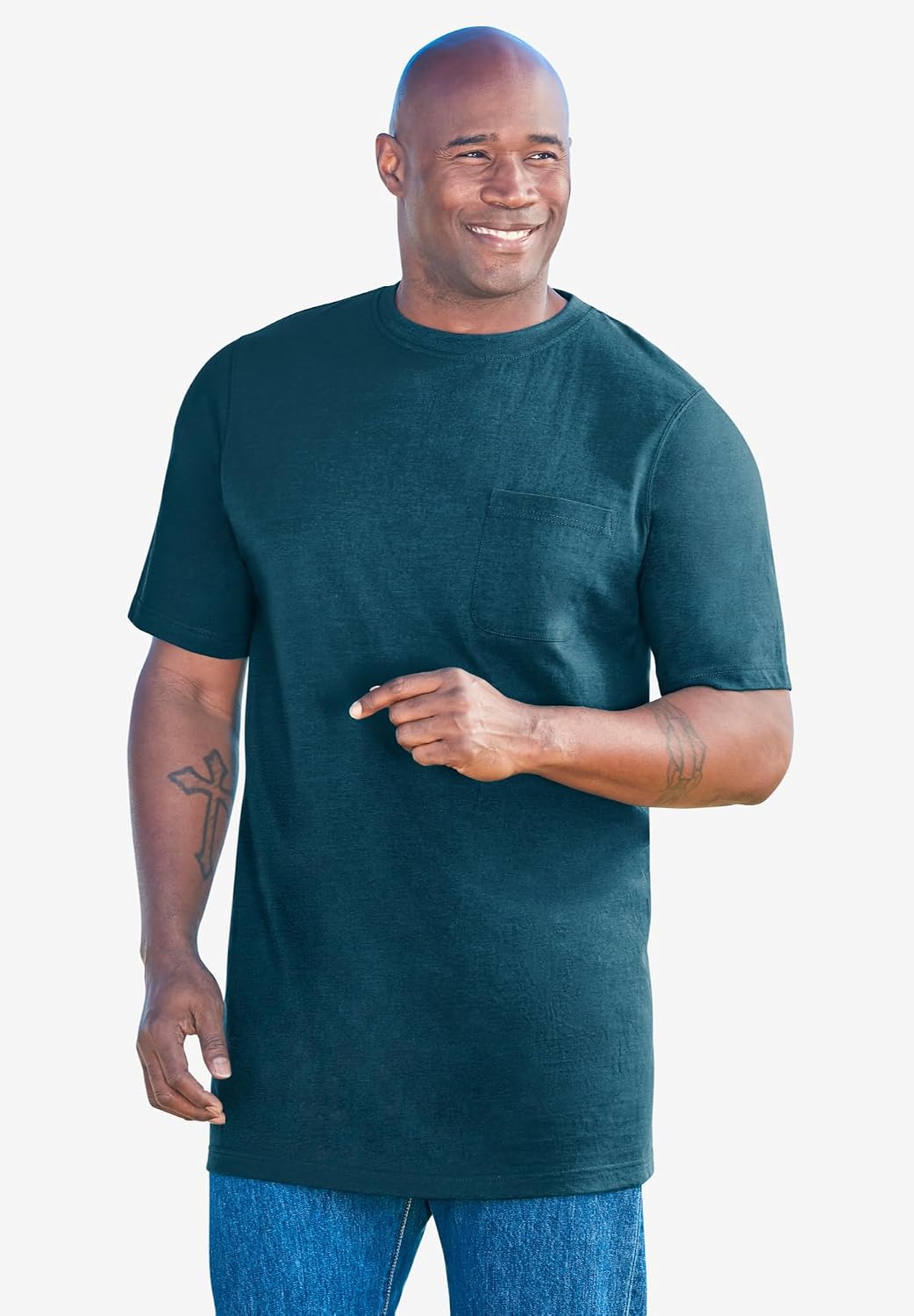 Boulder Creek by Kingsize Men's Big & Tall Heavyweight Longer-Length Pocket Crewneck T-Shirt