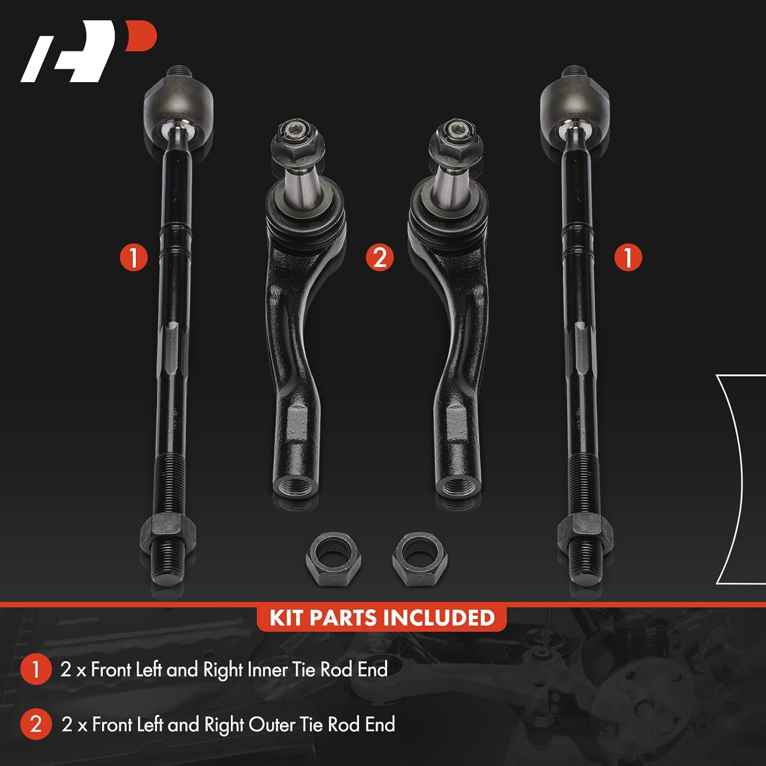 A-Premium Set of 4, Front Inner Outer Tie Rod End Kit, Compatible with Freightliner Sprinter 1500 2500 3500 3500XD 4500 & Mercedes-Benz Sprinter 1500 2500 3500 3500XD 4500