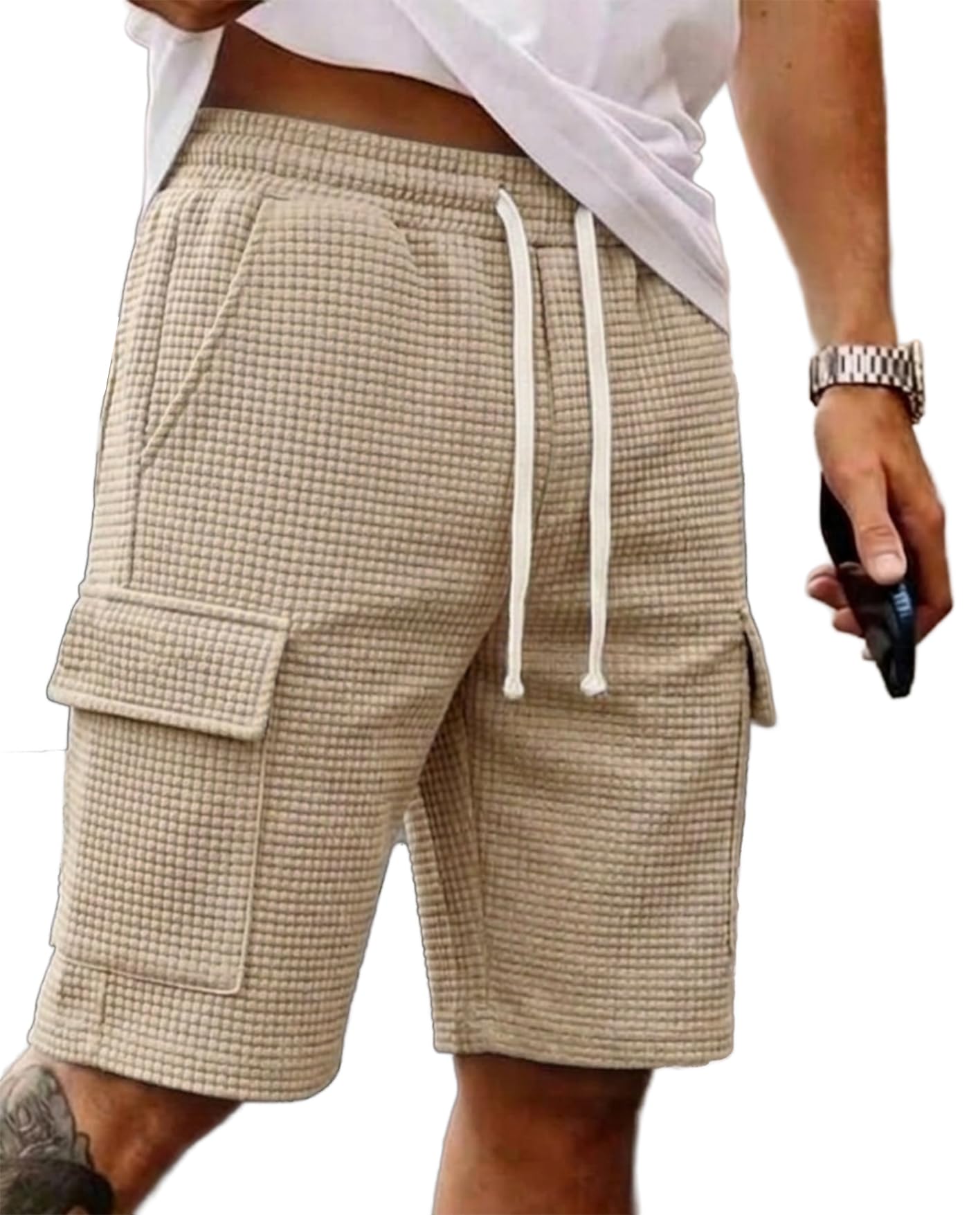ausk Classic Relaxed Fit Cargo Stretch Shorts for Mens| Half Pant Cargo Shorts with Pockets | Casual Shorts for Mens-picture-44