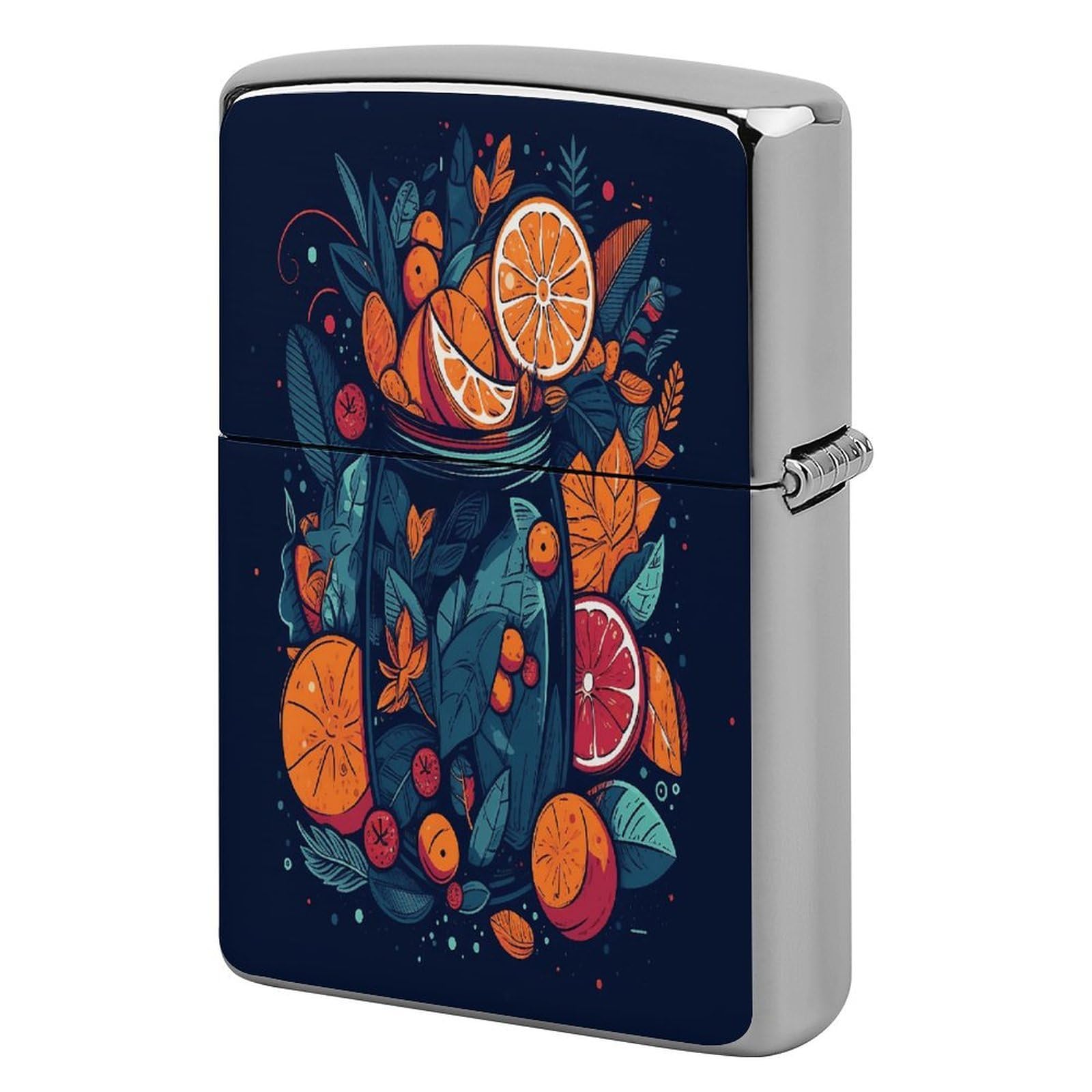 Btcowzrv Style Hand Drawn Fruit Pattern Metal Lighter Case Sleeve Cover Holder