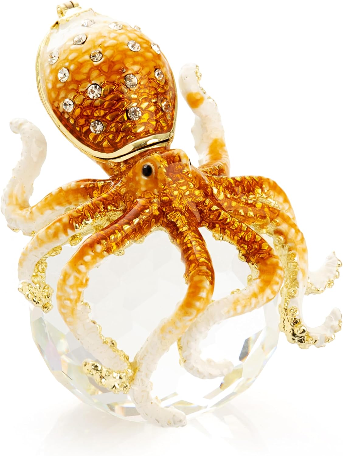 Keren Kopal Octopus on Crystal Trinket Box Decorated with Crystals Handcrafted