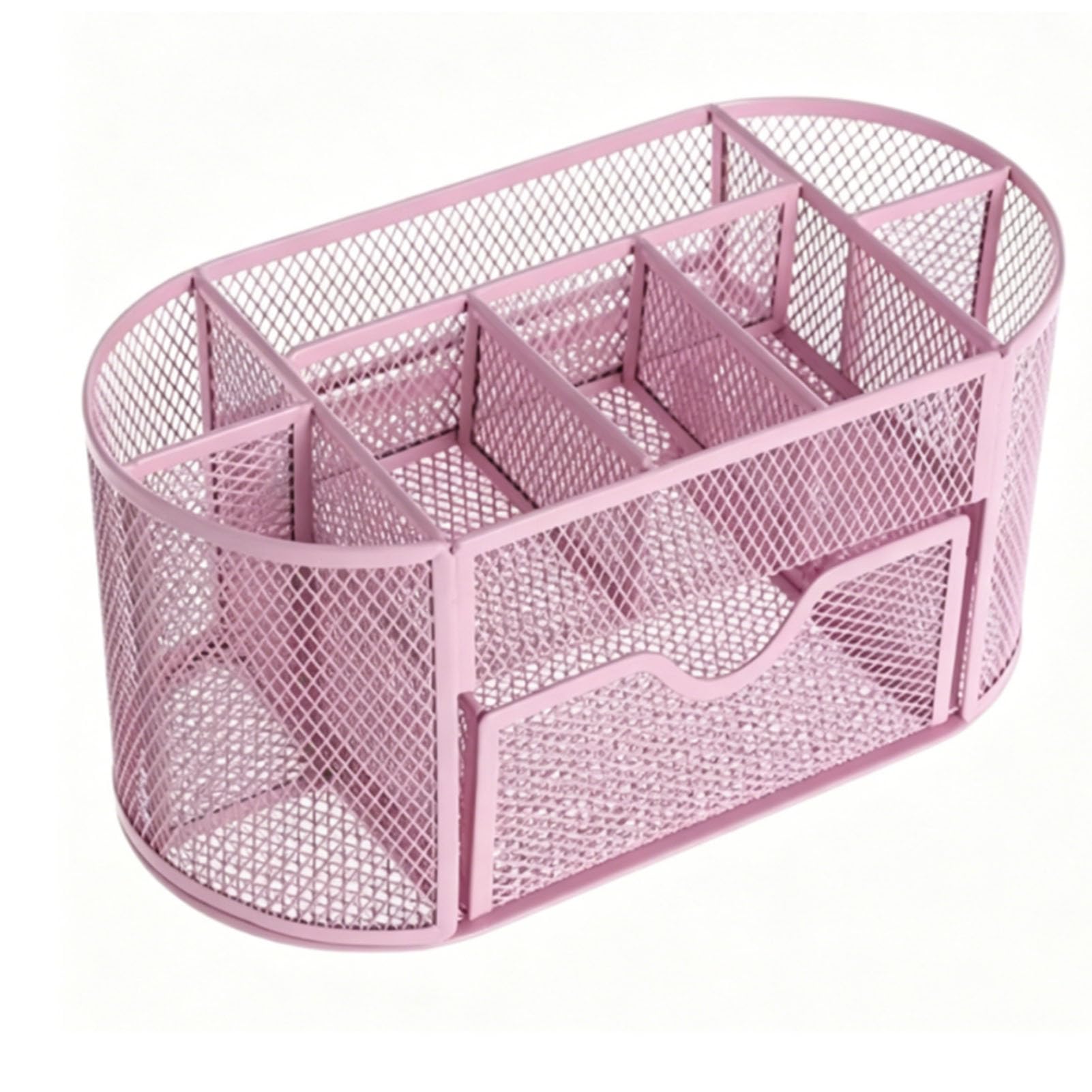 SIXRUN Portapenne a Rete con Cassetto, 9 Scomparti (PINK)