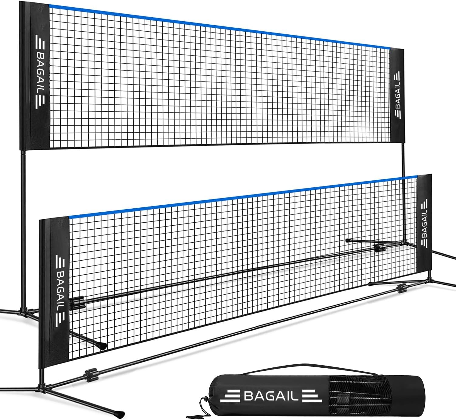 Badminton Net, Height Adjustable Kids Volleyball Net, Foldable Nylon Net 10 ft/14ft/17ft Wide, Tennis Net, Small Pickleball Net for Backyard Game and Indoor Outdoor Use, Easy Setup