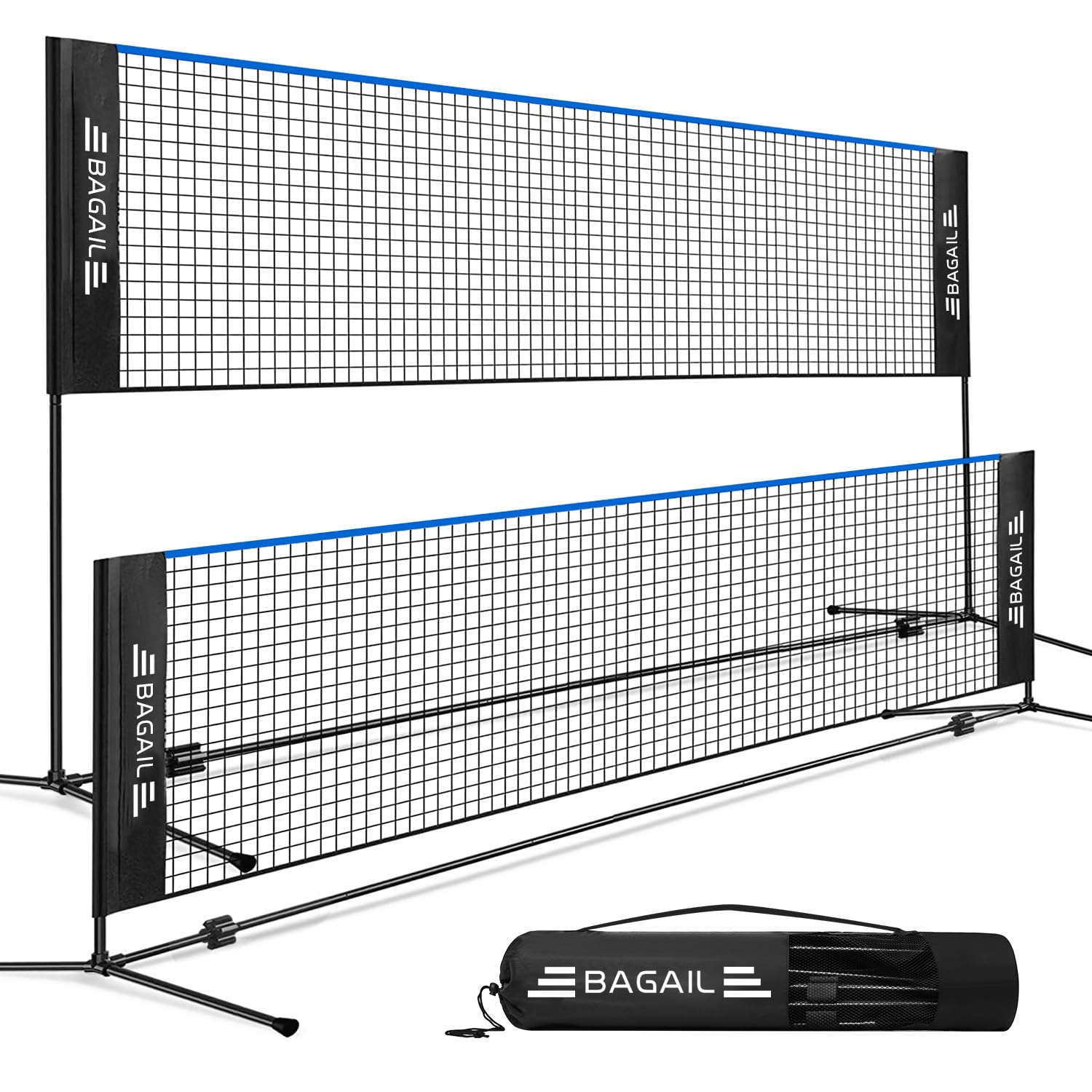 BAGAIL Badminton Net, Foldable Nylon Net, Hieght Adjustable Stand and Portable Carry Bag, Easy to Assemble or Disassemble, Ideal Recreational Sports Net for Tennis, Kids Badminton or VolleyballRecycled Claim Standard 100