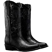 Joe Boots 913 Exotic Lizard Leather Print Classic J Toe Embroider Shaft Leather Outsole, 1.5" Heel With Rubber Cap