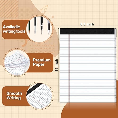 Miniatura 3 de Bloc legal de 8.5 x 11 pulgadas, papel de cuaderno de rayas anchas, paquete de 12, 50 hojasbloc, bloc de notas blanco, bloc de notas perforado con