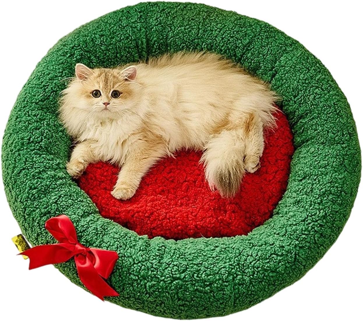 Christmas Tree Pet House Warm Plush Bed for Small Animals with Removable Cushion Indoor Winter Holiday Theme Dog Bed Festival Pet House