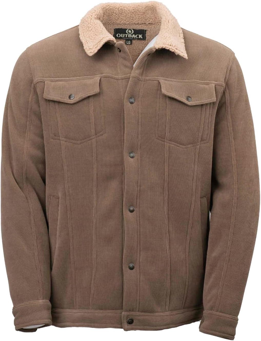 Outback Trading Company Men's Cillian Warming Berber Lined Adjustable Snap Closure Casual Outdoor Hiking Jacket w/Pockets