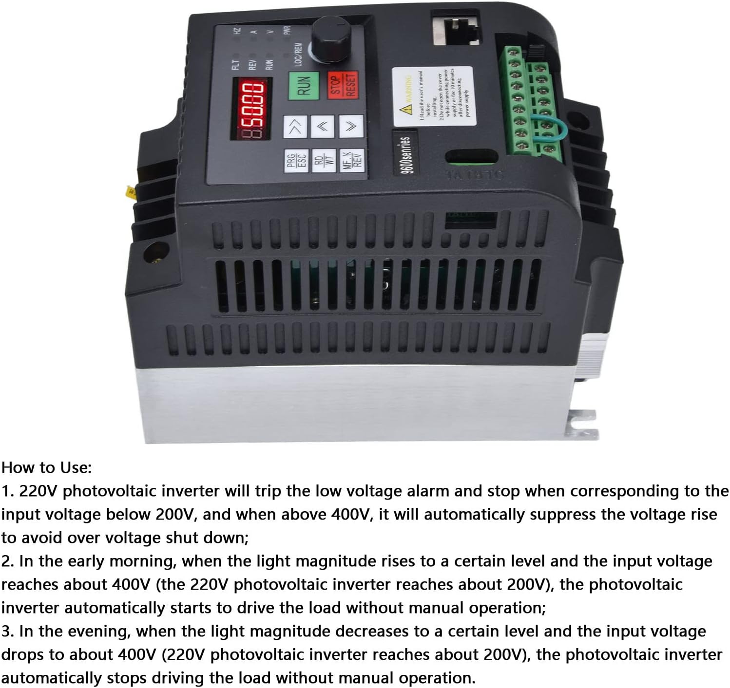 Control panel of the Brilluxa Solar VFD Inverter