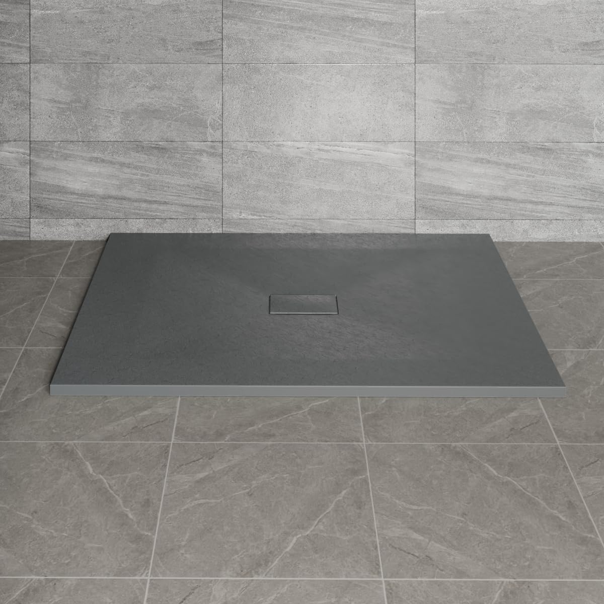 NRG 1200x1000mm Anthracite SMC Rectangle Shower Tray Slip-Resistance Bathroom Shower Enclosure Base Tray