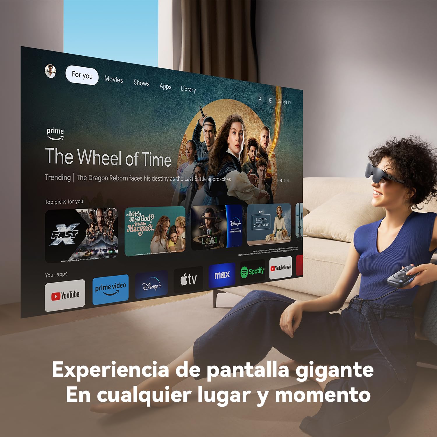 RayNeo Pocket TV – Dispositivo GTV Portátil Certificado (No para Netflix), Compatible con Gafas AR/XR Air 3s Pro/3s/2s/2, Smart TV Portátil con Wi-Fi