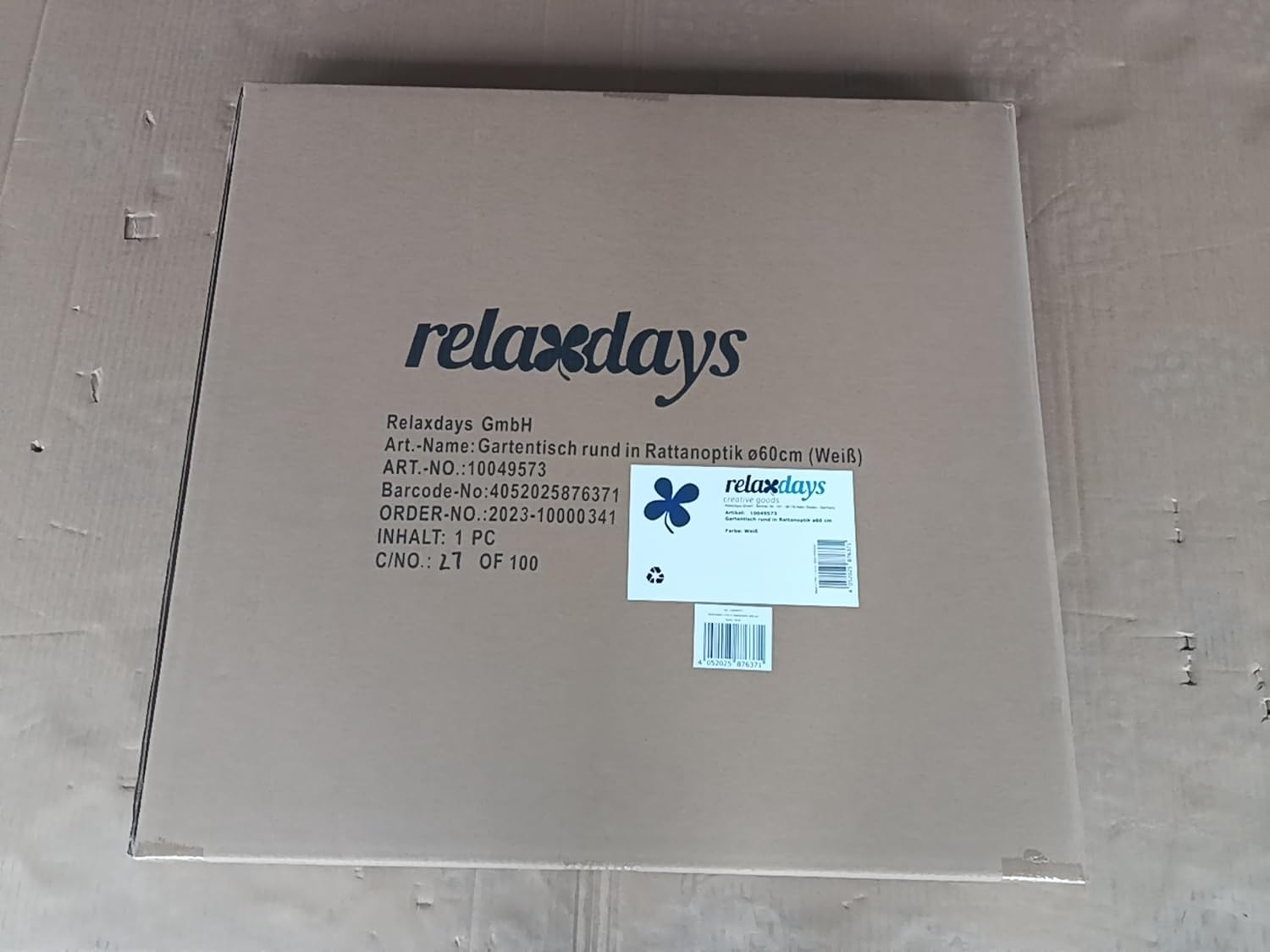 Garden Table, HWD: 73 x 60 x 60 cm, Rattan Look, Plastic & Steel, Outdoor Dining, Round, for Balcony, White