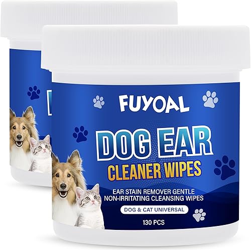 Miniatura 1 de Toallitas para orejas de perro, 2 paquetes de 260 unidades sin perfume para detener la picazón de los oídos, suaviza y desodoriza, toallitas