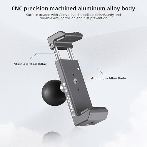 Miniatura 5 de FANAUE CPC-08 Soporte para teléfono inteligente con cabeza de bola desmontable de 1 pulgada compatible con teléfonos inteligentes con un ancho de 23
