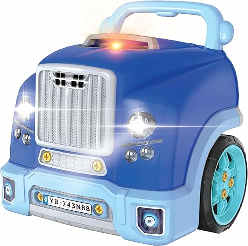 Taller de motor de automóvil - Azul - Juguete mecánico para desmontar y reconstruir, funciona con pilas, luces y efectos de sonido, niños a partir