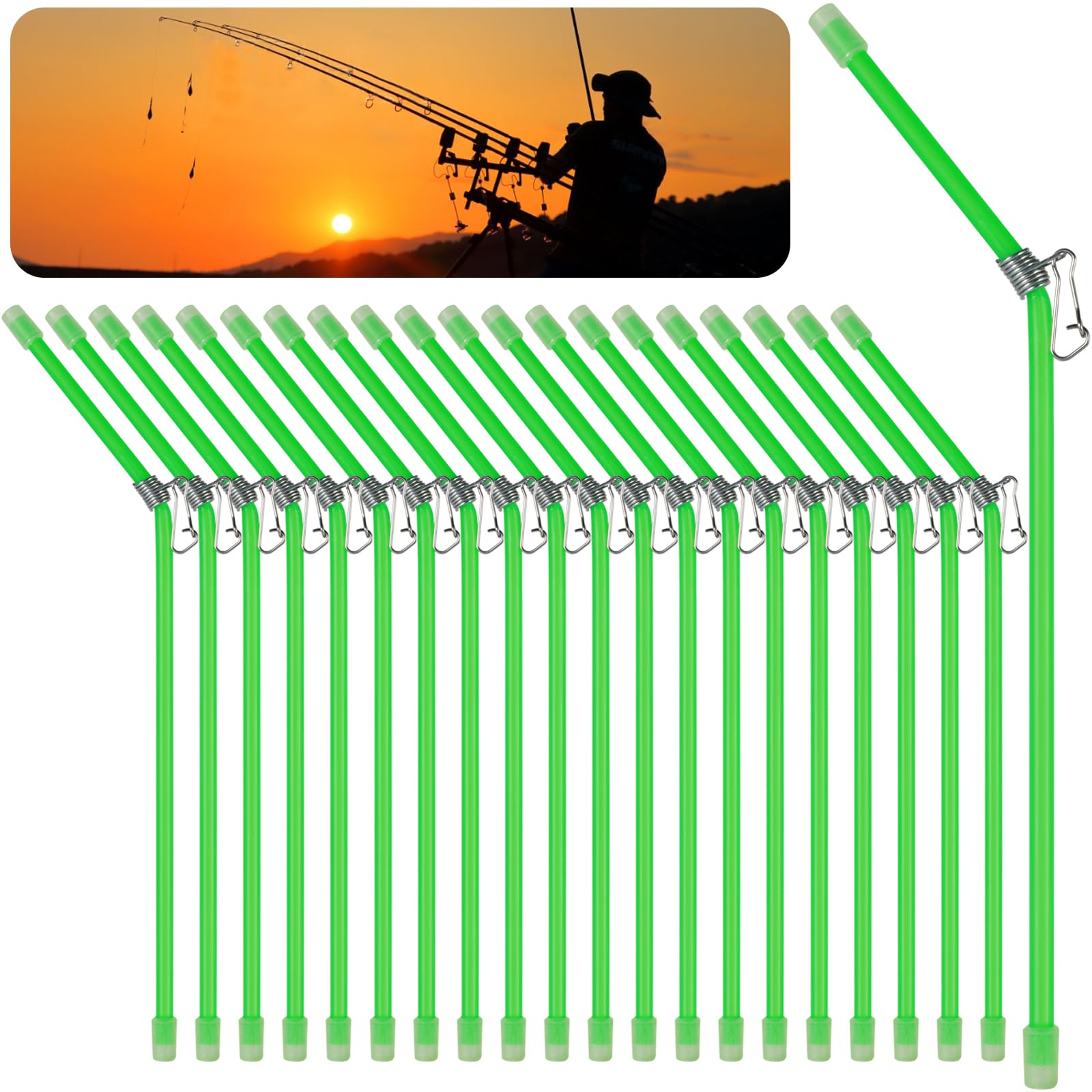 Annyswit 20 Pcs Anti Tangle Fishing Boom Tube with Snaps Fishing Balance Connector Fish Tackle Feeder Boom for Sea Beach Boat Carp Fishing Separate Main & Branch Lines to Prevent Entanglement (Green)