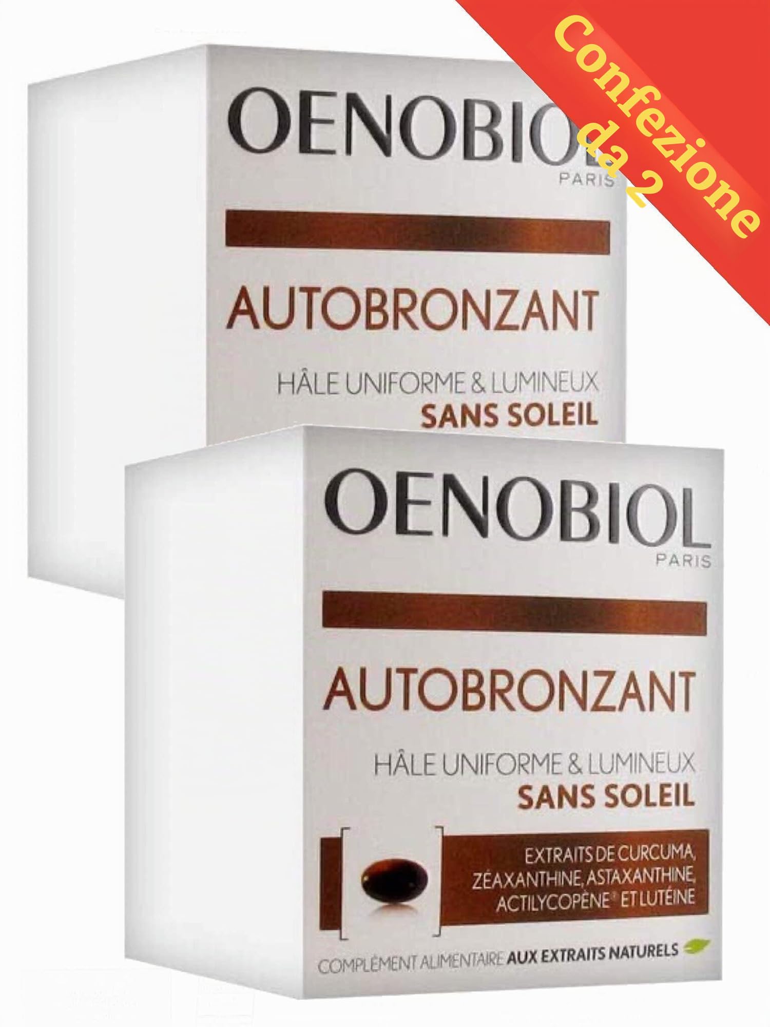 Oenobiol - Capsule Autoabbronzanti per un'Abbronzatura Uniforme e Luminosa Senza Sole - Confezione x 2