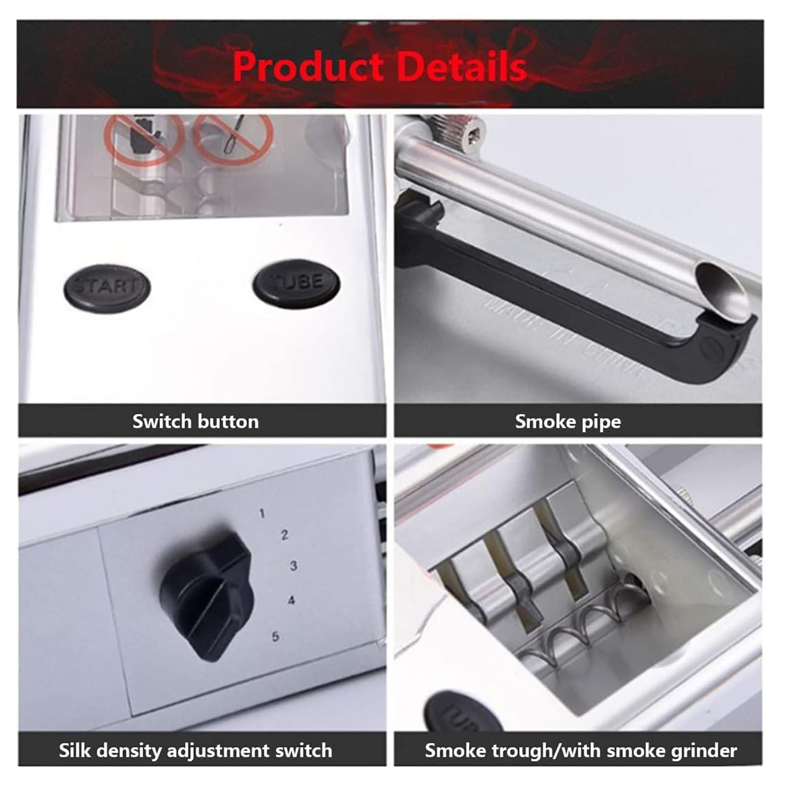 Rullo Per Tabacco Automatico, Arrotolatore Di Sigarette Elettrico Con Smerigliatrice Per Tabacco, Densità Del Tabacco Regolabile Su 5 Livelli, Compatibile Con Tubo Da 6,5 ​​mm/8 Mm, Per Padre