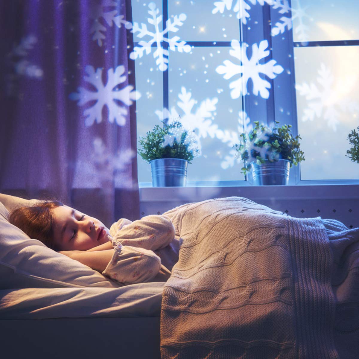 Tangkula Christmas Snowflake LED Projector Lights, Rotating Snowfall Projection with Remote Control, Outdoor Landscape Decorative Lighting for Christmas, Holiday, Party, Wedding, Garden, Patio