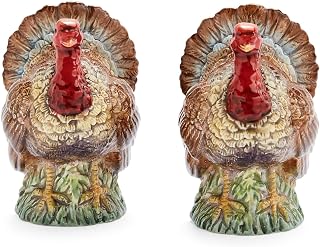 Spode 3.5" Turkey-Shaped Salt and Pepper Shakers - Dolomite Ceramic Farmhouse Décor for Formal Dining, Decorative Salt & Pepper Set with Easy Refill Bottom Stoppers, Ideal for Thanksgiving Table