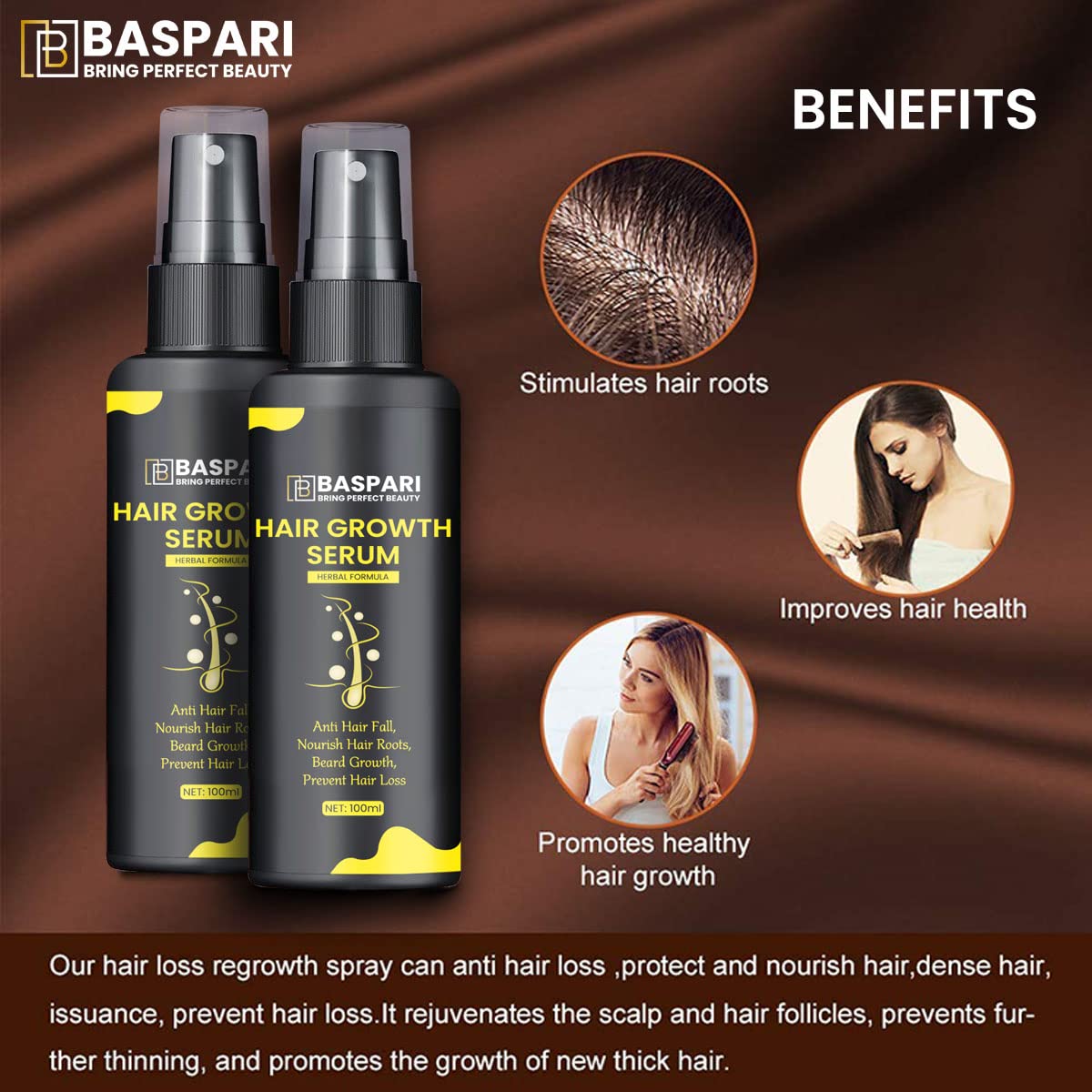Buy Baspari Hair Growth Serum Hair Treatment And Root Nutrients 100ml مصل نمو الشعر من باسباري