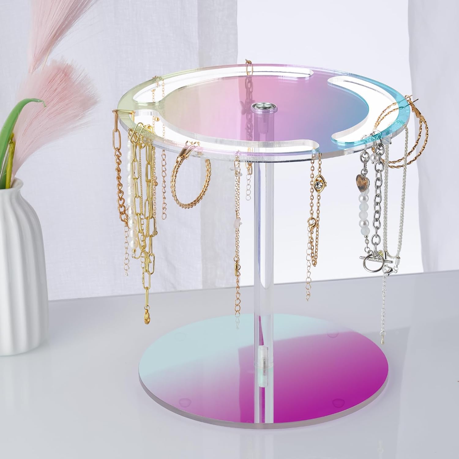 NiHome Iridescent Acrylic Rotating Sunglasses Holder Stand, Rotating Glasses Holder for Home/Retail Display, Rotatable Acrylic Eyeglasses Sunglasses Holder Organizer for Desk Table, 12 Pairs Capacity