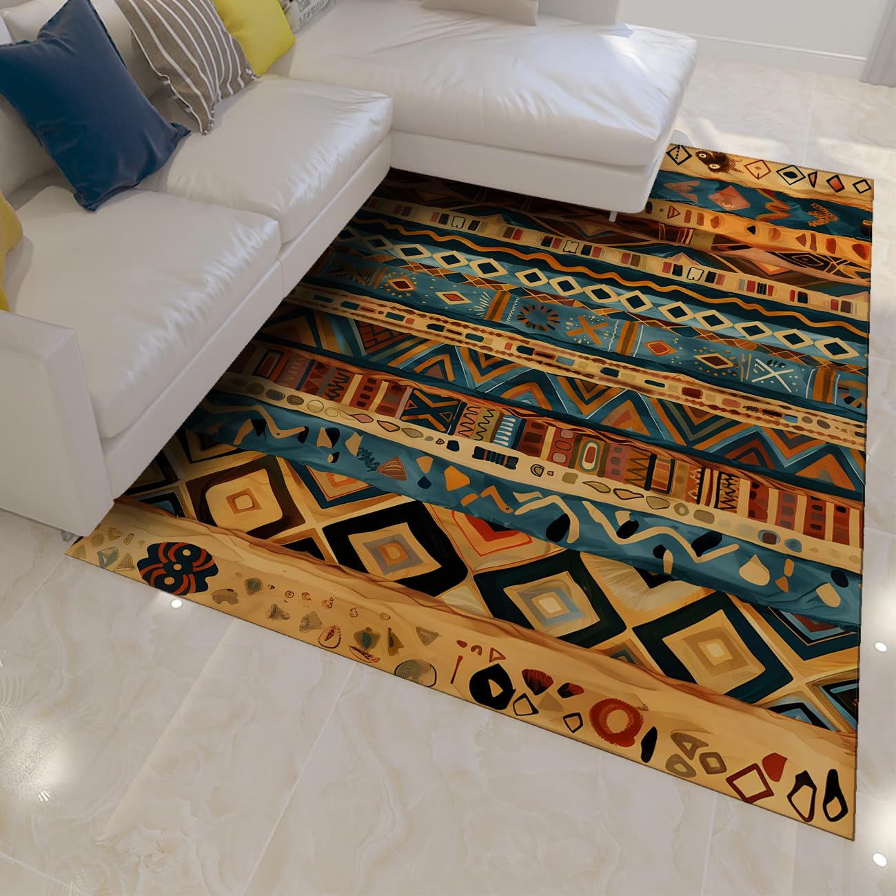 Tapis ultra doux triangulaire anti-mue pour chambre et décoration intérieure