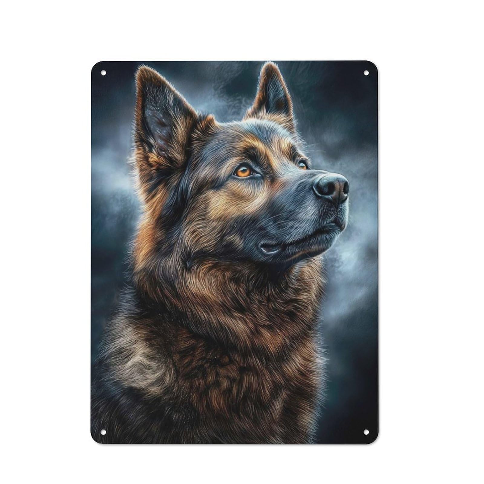 Junmoney German Shepherd Portrait Retro-Style Tin Wall Plaque 40X30cm For Café Or Home Bar, New Home Wall Decor For Home Bar Enthusiasts
