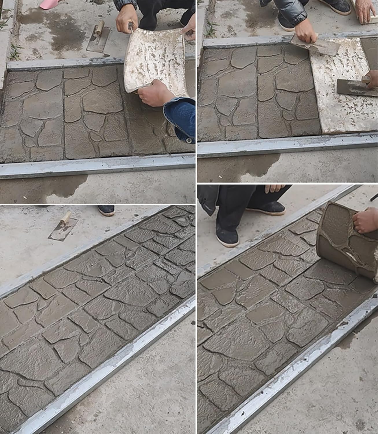 Elastyczne płyty do betonu – Reu Garden Path MPS o strukturalnym wyglądzie łupka do prac chodnikowych, formy betonowe z tworzywa sztucznego do użytku na zewnątrz