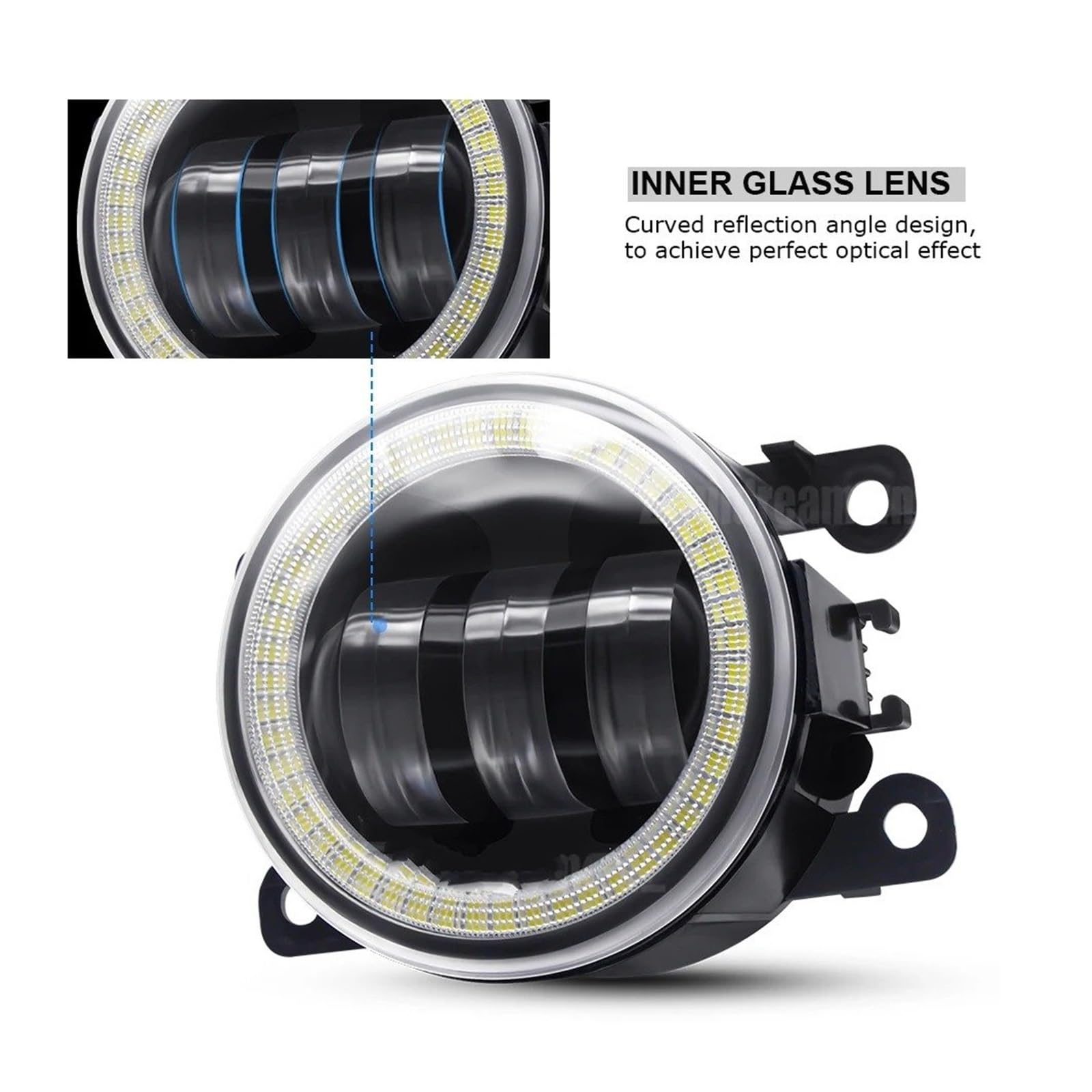 FARO FANALE 2 X Gruppo Luce Nebbia Dell'occhio Angelo Per Opel Per Corsa D Hatchback 2007-2015 Auto LED Lente Nebbia Lampada Marcia Diurna DRL 30W H11 12V Fari Anteriori(Bianco)
