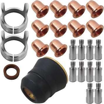 24Pcs IPT40 Tip Electrode Kit, Plasma Cutter Tips, Plasma Cutting Equipment Compatible for YESWELDER CUT 55DS Pro CUT 65DS Plasma Cutter, Plasma Cutter Accessories Consumables