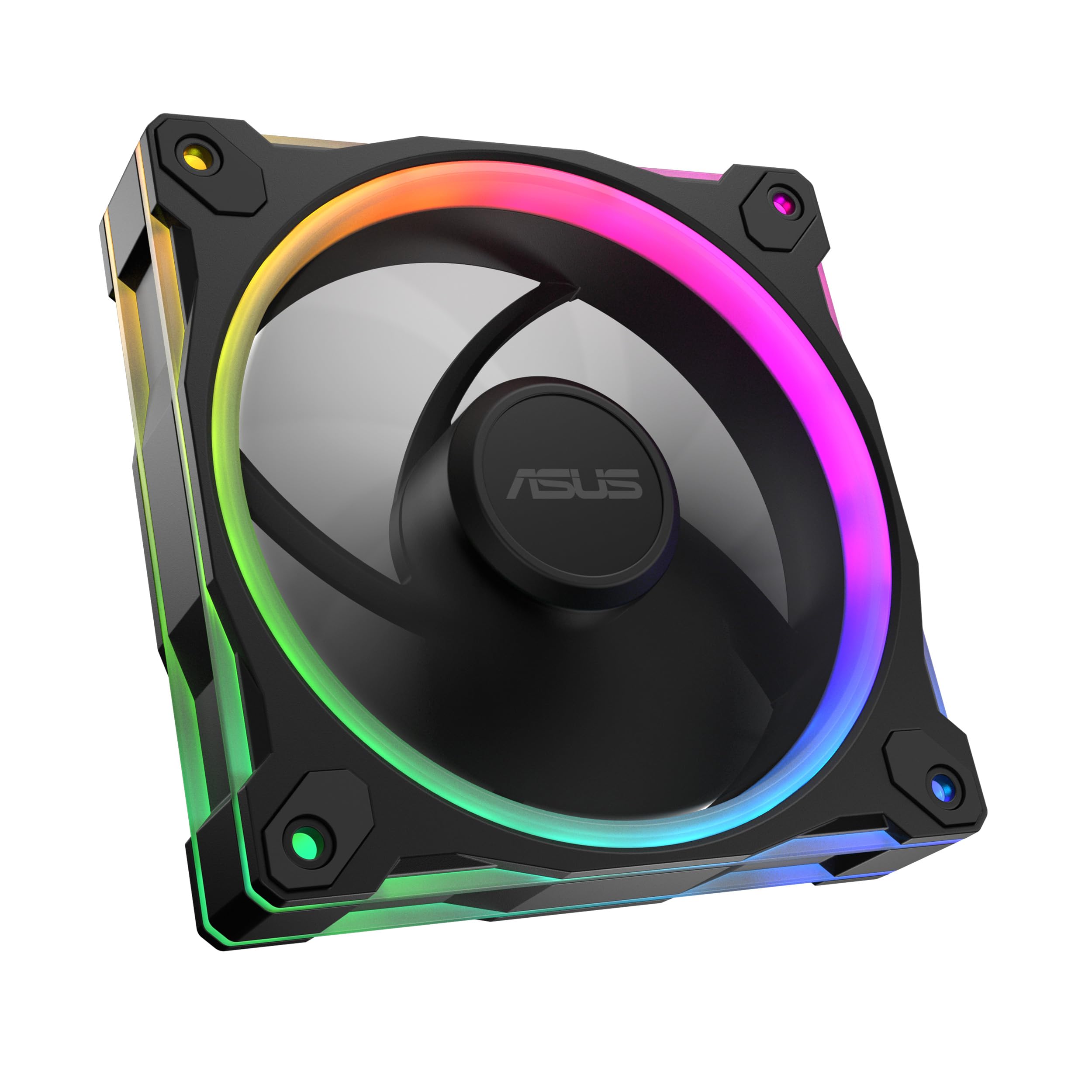 ASUS Prime MR120 Black ARGB-Gehäuselüfter Single Pack (beidseitige Beleuchtung, 20 adressierbare RGB-LEDs, 28 mm Rahmen, PWM-Steuerung, Lüfterdrehzahl 1600 U/min, 21dB(A) Lärmpegel, 58 CFM, Schwarz)