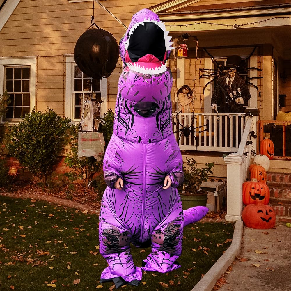 Disfraz inflable de dinosaurio para adultos, disfraz de T-Rex de cuerpo completo, disfraz de dinosaurio de Halloween para hombres y mujeres