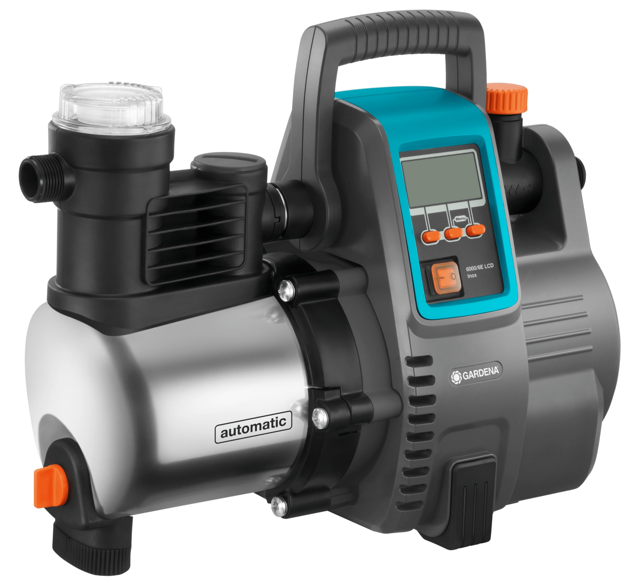GardenaPremium Hauswasserautomat 6000/6E LCD Inox: Hauswasserpumpe mit 6000 l/h Fördermenge, 1300 W Motor, mit LC-Display, Pumpengehäuse aus rostfreiem hochwertigem Edelstahl (1760-20)