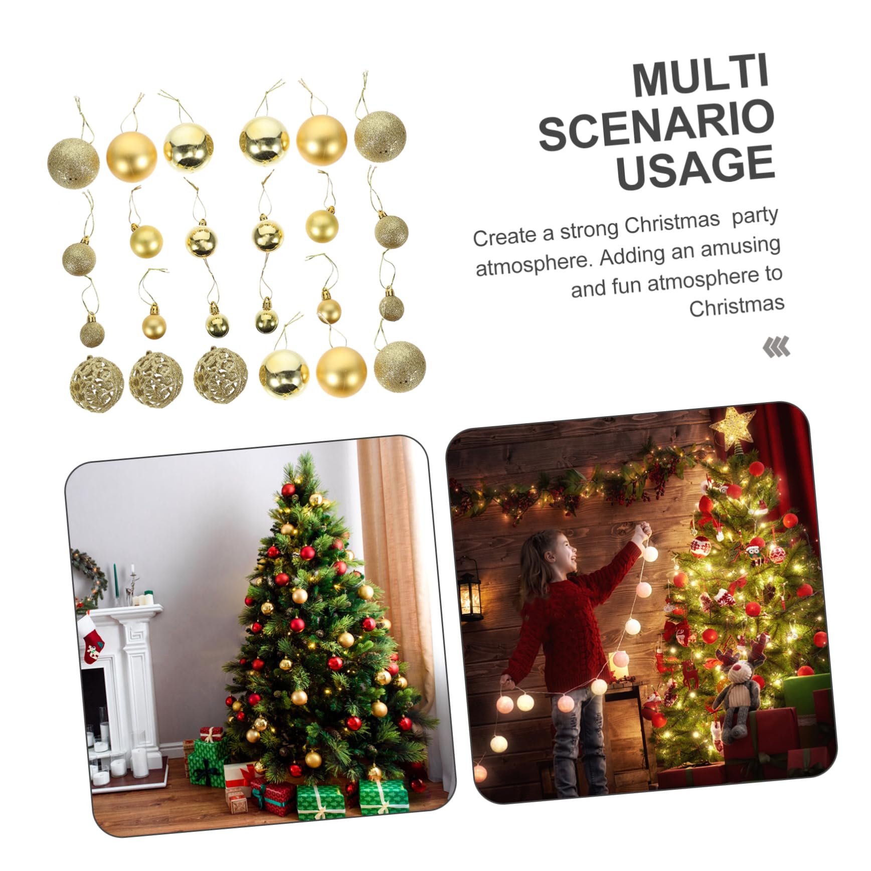 COLLBATH 100pièces Boules de Noël à Suspendre au Sapin Accessoires de Décoration Pendentifs Décoratifs pour Scène